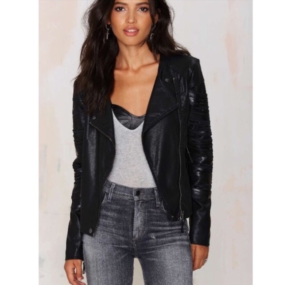 blank denim leather jacket
